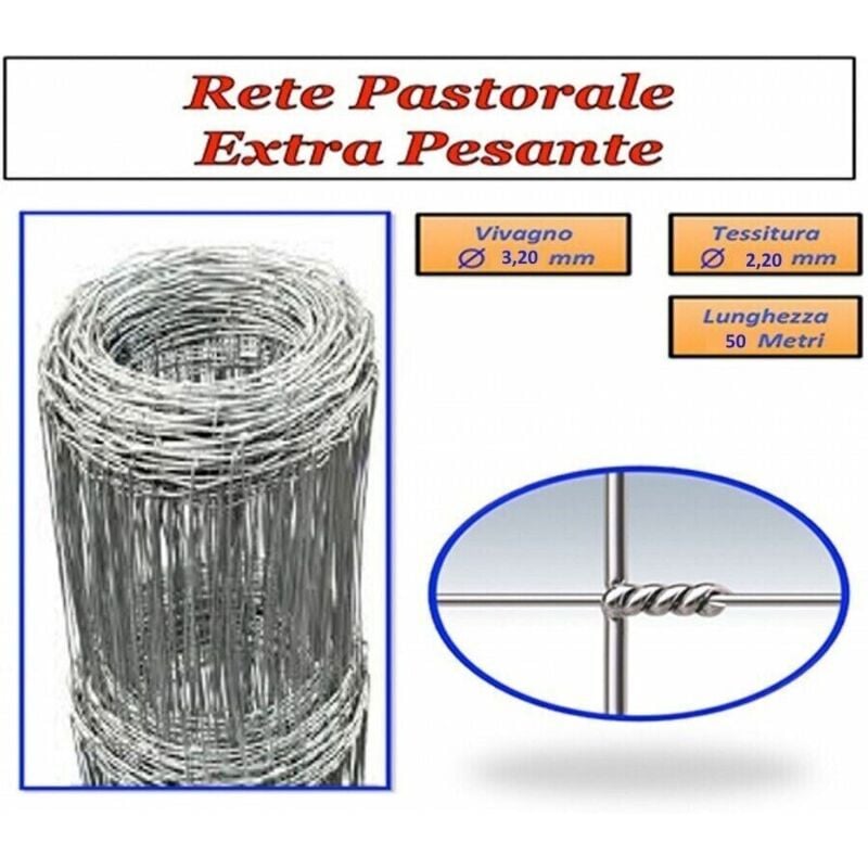 foto del prodotto mt 50 rete metallica extra pesante recinzione pecore pastorale animali h 140cm