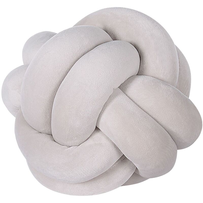 foto del prodotto beliani morbido cuscino decorativo a forma di nodo grigio 20 x 20 cm malni