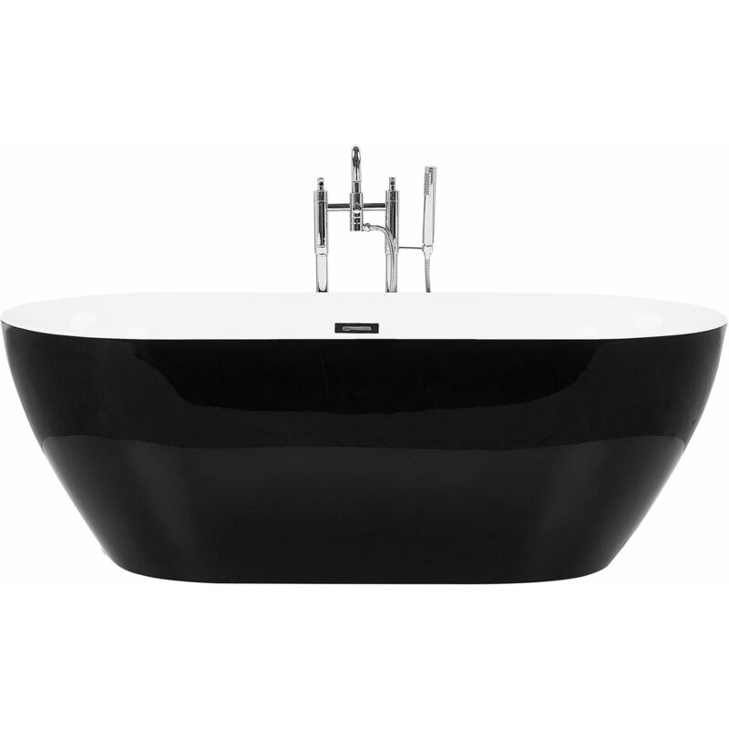 foto del prodotto beliani vasca da bagno freestanding 160 cm in acrilico nero carrera