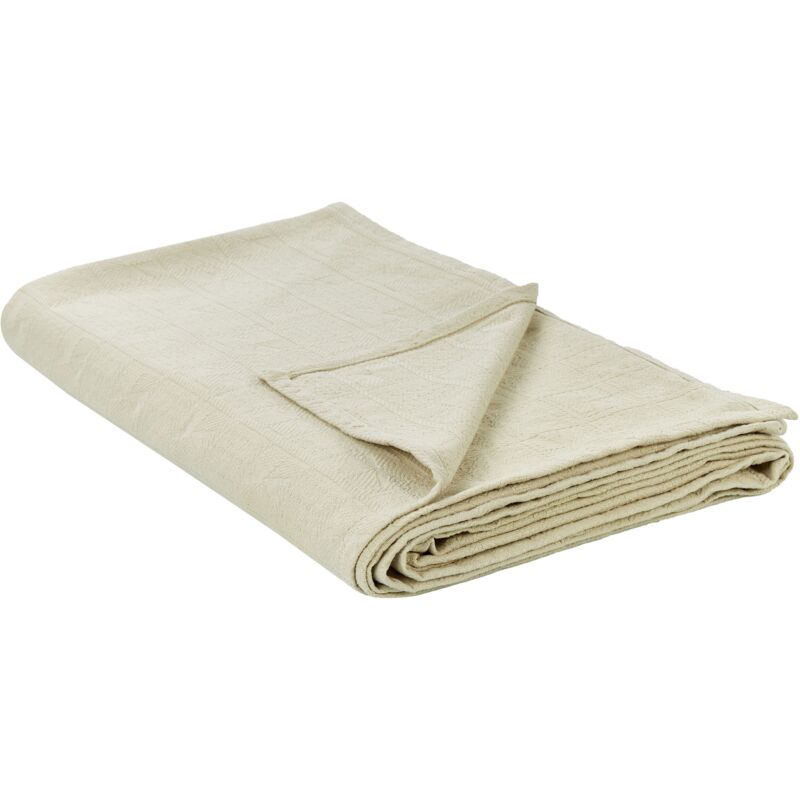 foto del prodotto beliani copriletto decorativo in cotone beige 200 x 220 cm maraka