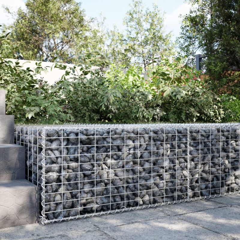 foto del prodotto vidaxl cesto gabbione con copertura 100x100x50 cm ferro zincato