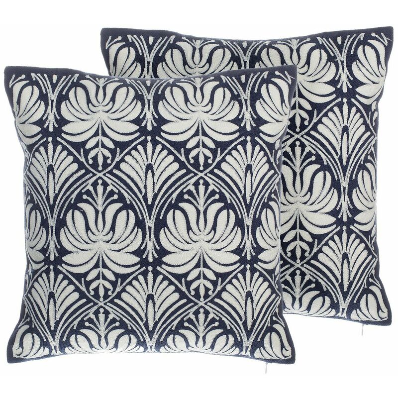 foto del prodotto beliani set di 2 cuscini decorativi motivo damascato blu vintage 45 x 45 cm nemesia