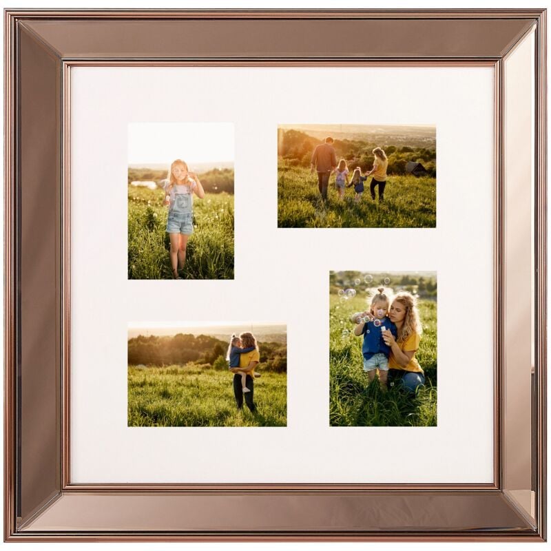 foto del prodotto beliani cornice portafoto multipla vetro ramato plastica 52 x 52 cm 4 immagini collage foto dabola