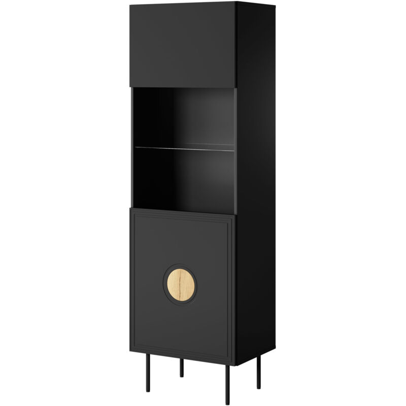 foto del prodotto vetrina palace 60 cm 1d nero opaco rovere artigianale