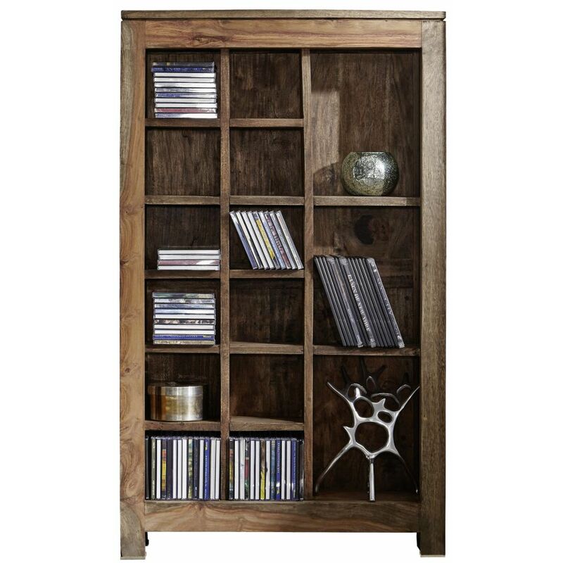 foto del prodotto nature grey 58 mobile porta cd dvd in legno di sheesham oliato grigio 65x18x110