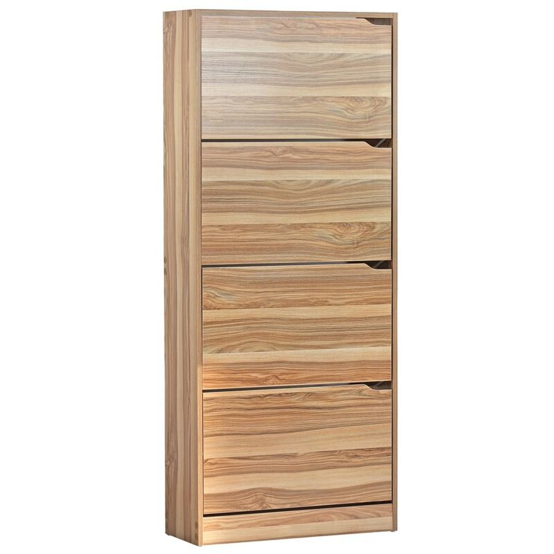 foto del prodotto scarpiera da ingresso 4 ante maniglie a scomparsa 63x150 cm legno naturale