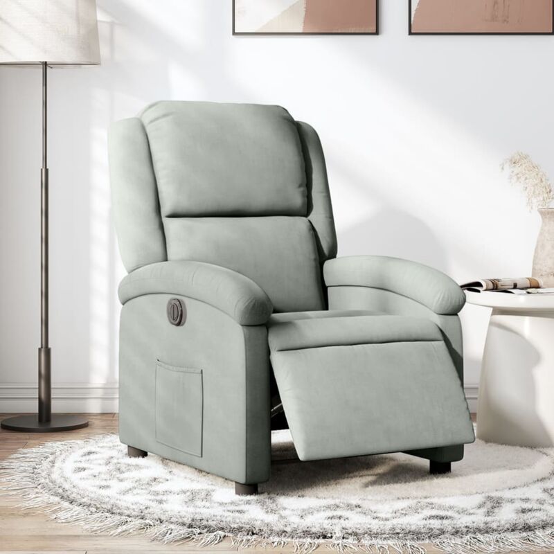 foto del prodotto vidaxl poltrona elettrica reclinabile grigio chiaro in vera pelle