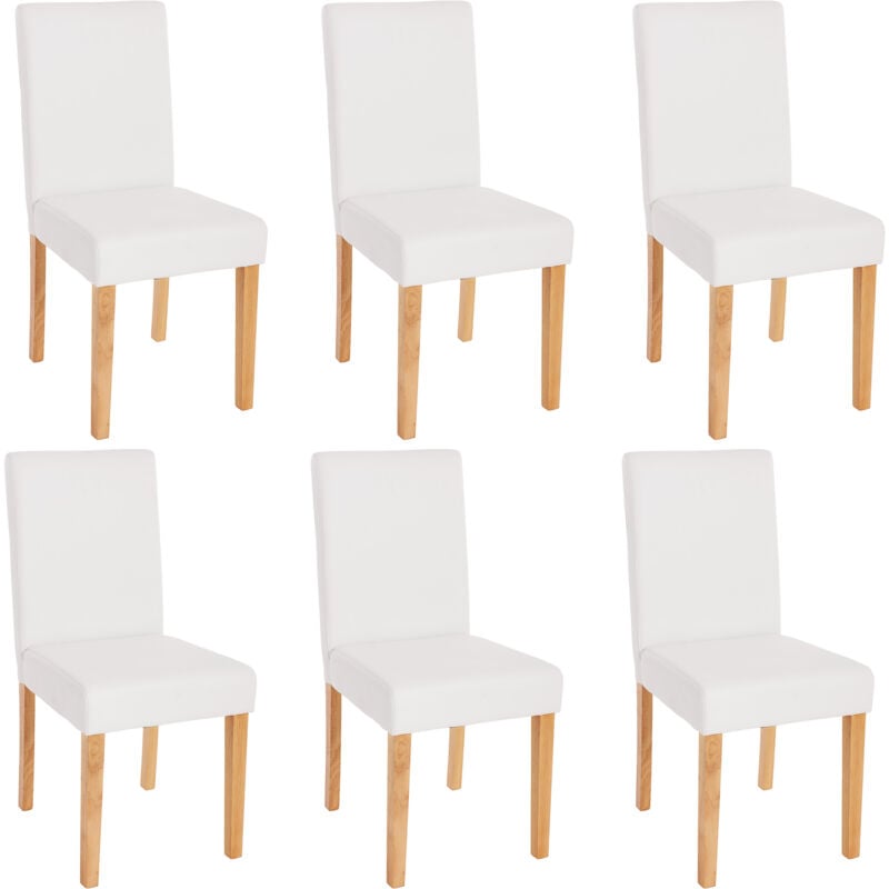 foto del prodotto set 6x sedie littau ecopelle opaca soggiorno cucina sala da pranzo 56x43x90cm bianco piedi chiari
