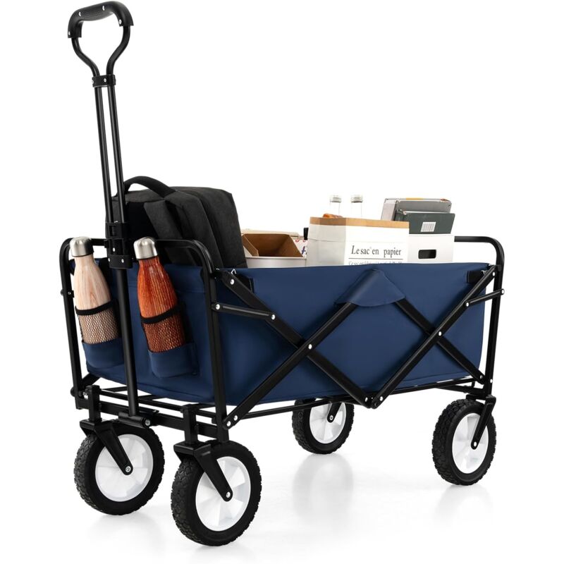 immagine 0 del prodotto carrello pieghevole, carrello da spiaggia con capacit di 82 l, carrello portatile con manico retrattile e borsa di stoccaggio, carrello multiuso con
