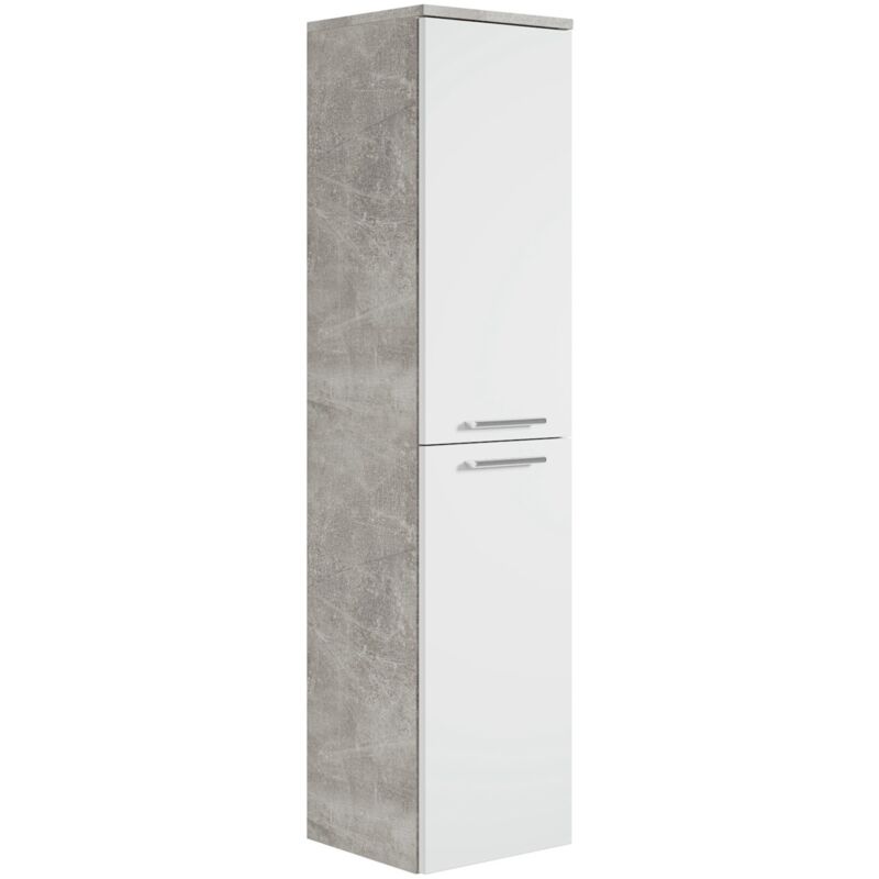 foto del prodotto mobiletto del bagno saturnus 130 cm grigio cemento bianco mobiletto armadietto