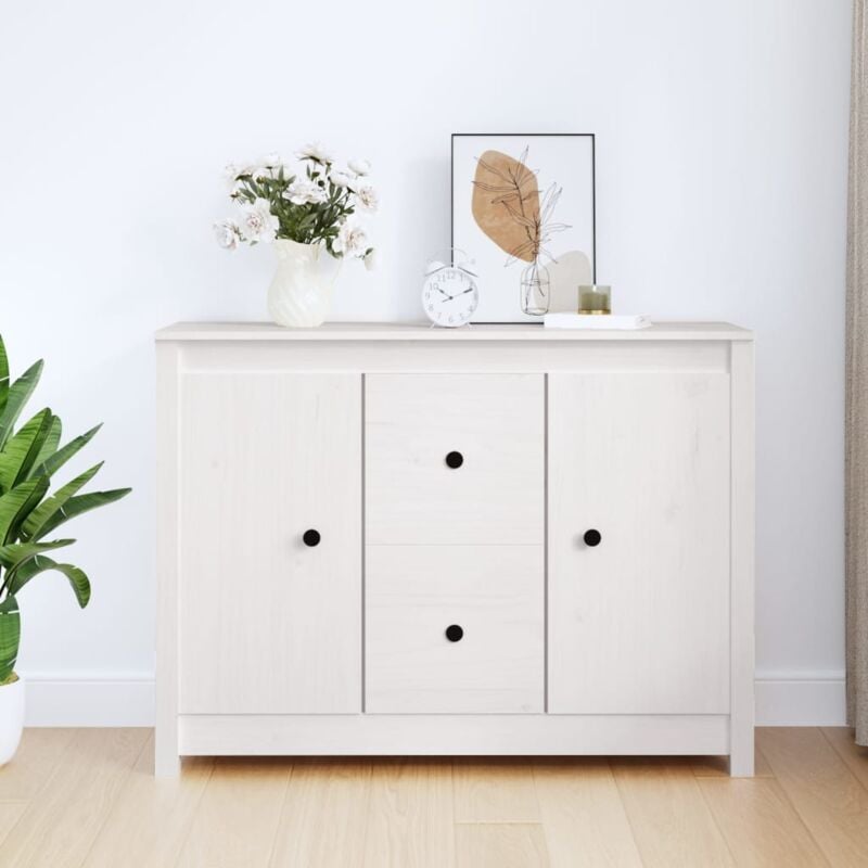 foto del prodotto vidaxl credenza bianca 100x35x74 cm in legno massello di pino