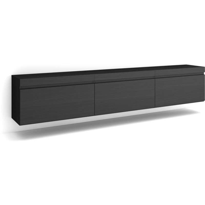 foto del prodotto mobile tv soggiorno, ampio spazio a disposizione, 240x45x35 cm, sospeso, da appendere, stile moderno, nero skraut home