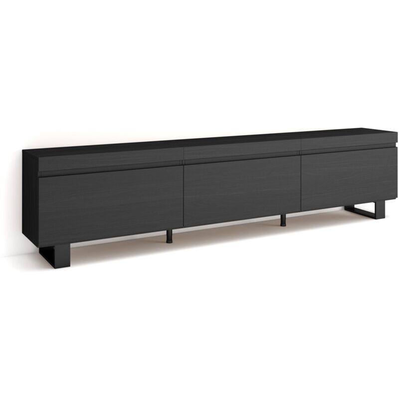 foto del prodotto mobile tv soggiorno, ampio spazio a disposizione, 240x57x35 cm, design industriale, stile moderno, nero skraut home