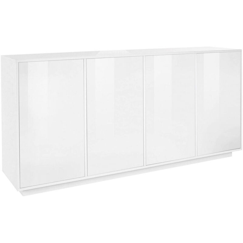 foto del prodotto credenza aulina, madia da cucina a 4 ante, buffet da soggiorno, 100 made in italy, cm 180x41h86, bianco lucido dmora