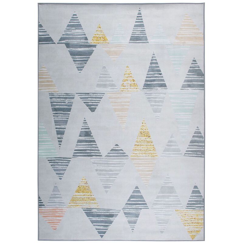 foto del prodotto beliani tappeto a motivi triangolo giallo grigio 160 x 230 cm yayla