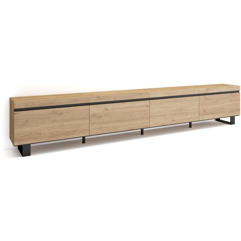 foto del prodotto skraut home mobile tv soggiorno, ampio spazio a disposizione, 320x57x35 cm, tv di grande formato, design industriale, stile moderno, rovere