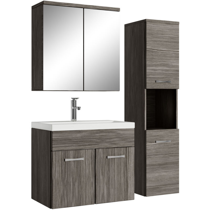 foto del prodotto mobile da bagno montreal 60cm rovere grigio armadio armadietto a specchio