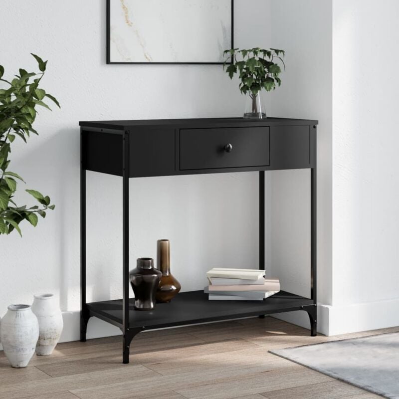foto del prodotto vidaxl tavolino consolle nero 75x34,5x75 cm in legno multistrato