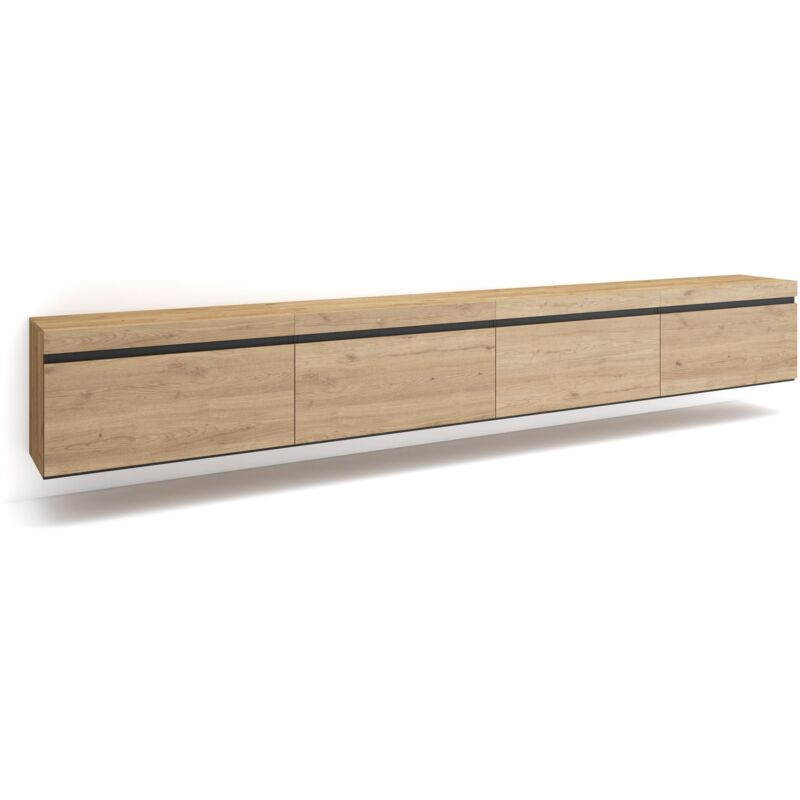 foto del prodotto mobile tv soggiorno, ampio spazio a disposizione, 320x45x35 cm, tv di grande formato, sospeso, da appendere, stile moderno, rovere skraut home
