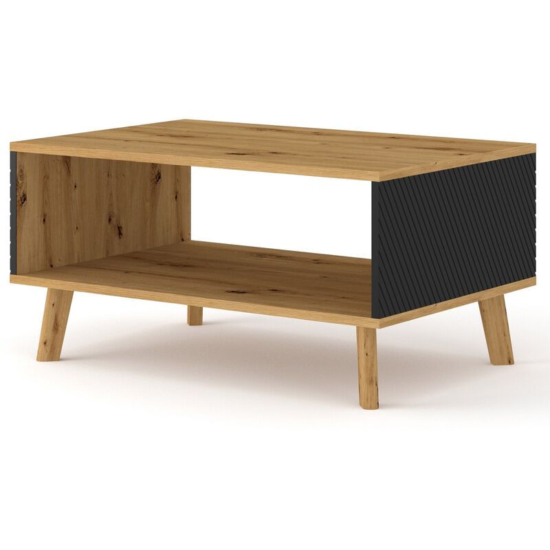 foto del prodotto tavolino luxi 90x60 cm rovere artigianale nero opaco