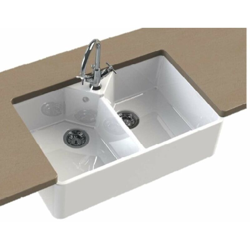 foto del prodotto villae farmhouse lavello in ceramica, 79x49 cm, bianco brillante 525164 blanco