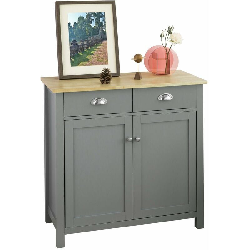 foto del prodotto credenza soggiorno vetrina soggiorno grigio con 2 cassetti e 2 ante l80p36a81 cm fsb25 hg sobuy