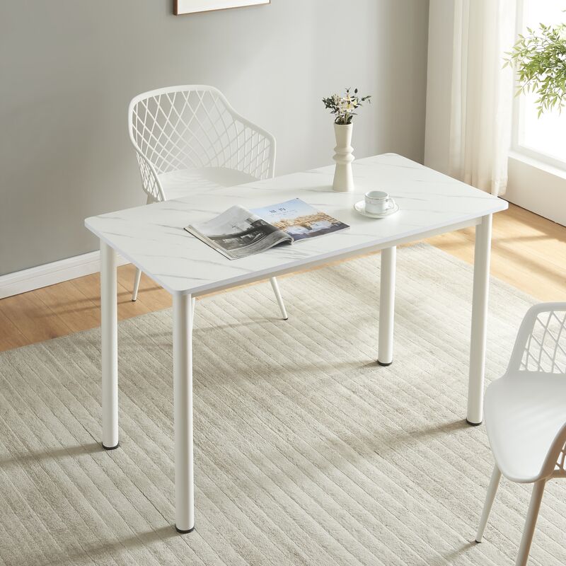 foto del prodotto tavolo da pranzo tammela 120 x 60 cm effetto marmo bianco en.casa 