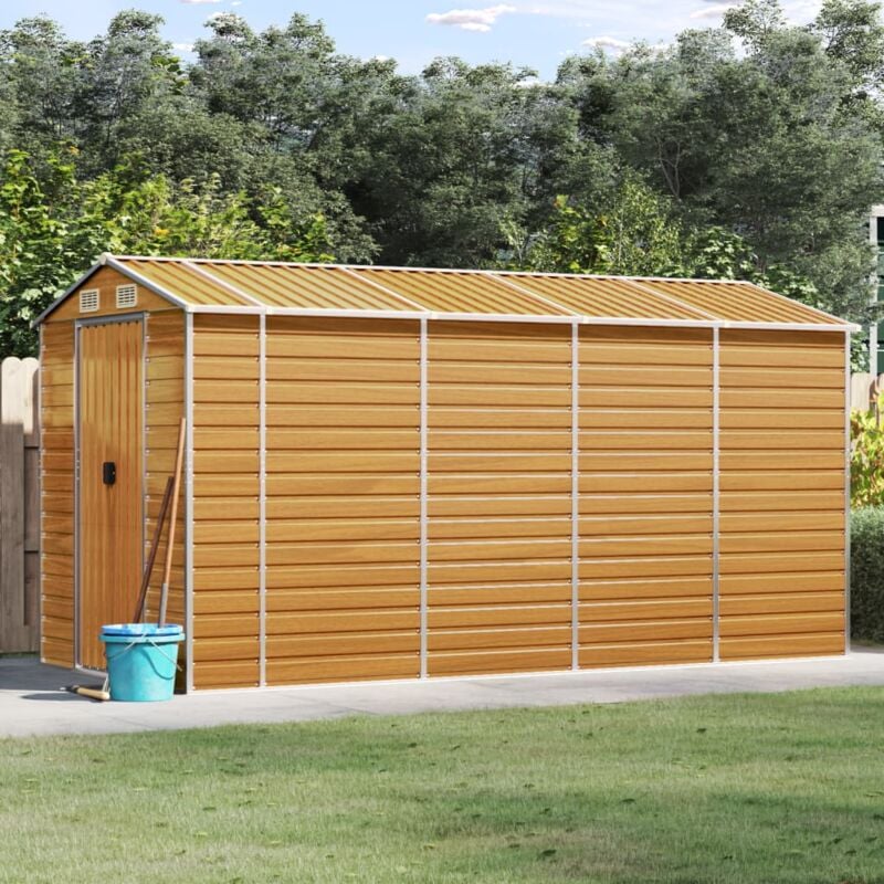 foto del prodotto vidaxl capanno giardino marrone chiaro 191x385x198cm acciaio zincato