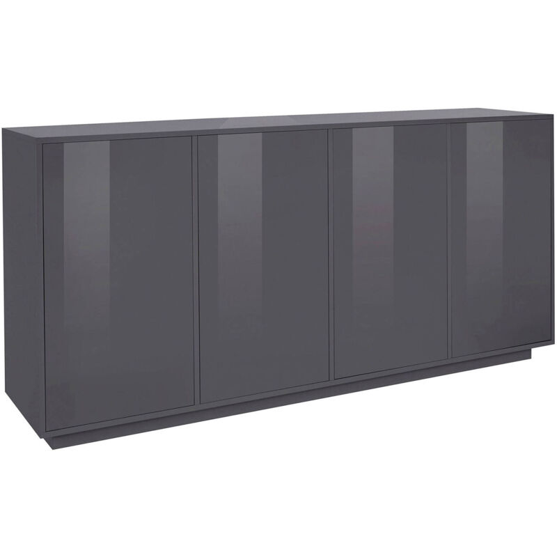 foto del prodotto credenza aulina, madia da cucina a 4 ante, buffet da soggiorno, 100 made in italy, cm 180x41h86, antracite lucido dmora