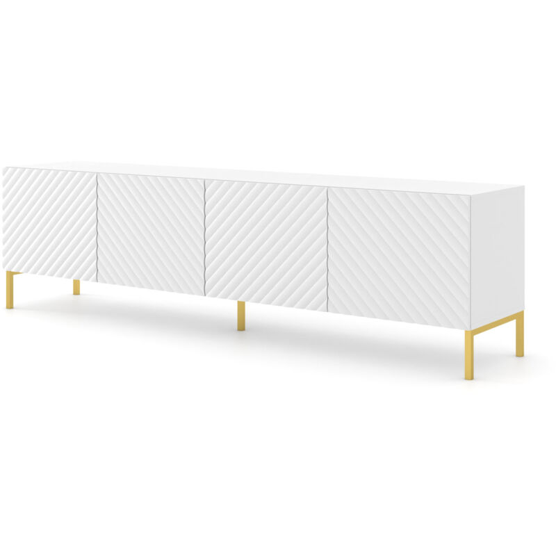 foto del prodotto bim furniture surf 200 cm 4d fresato bianco opaco porta tv piedi