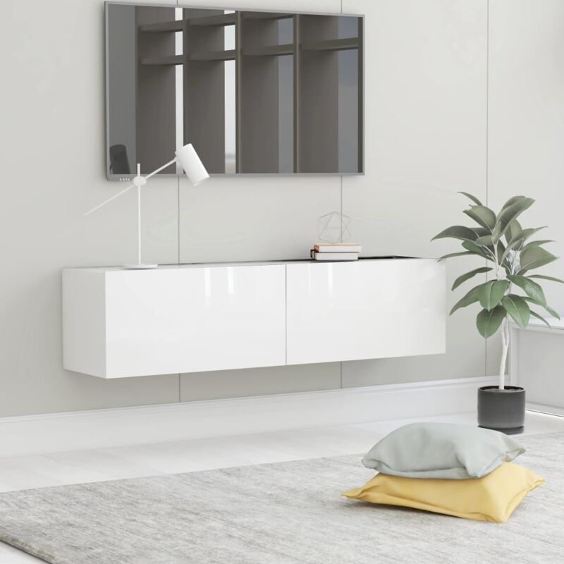 foto del prodotto mobile tv moderno porta tv bianco lucido 120x30x30 cm in truciolato bv909232 bonnevie
