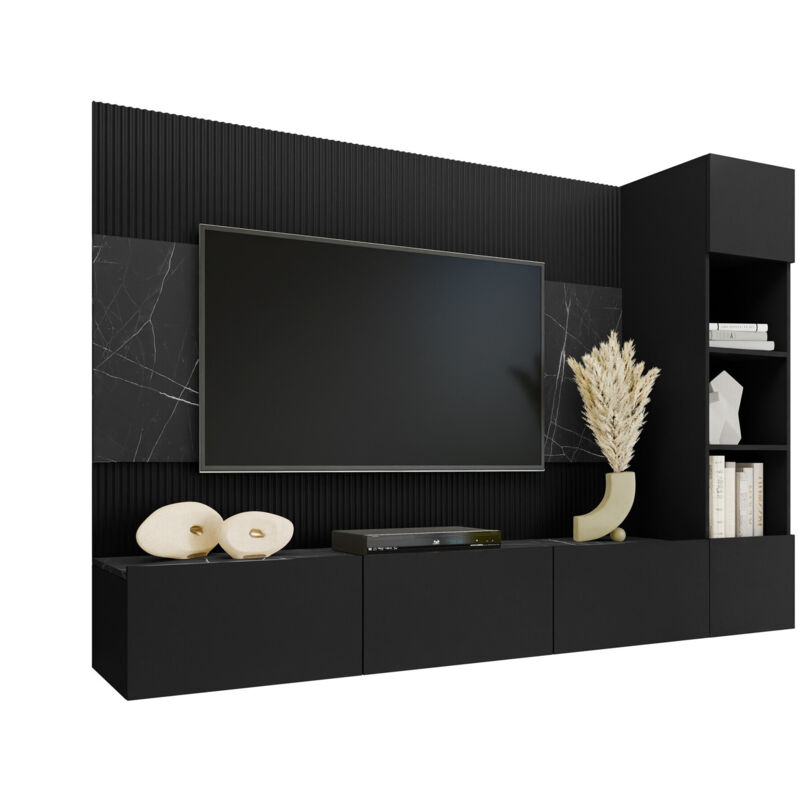 foto del prodotto mobilier1 set mobili soggiorno comfivo 369, nero marmo nero