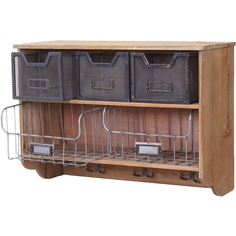 foto del prodotto credenza da cucina pensile vintage hhg 318 metallo legno 24x60x42cm