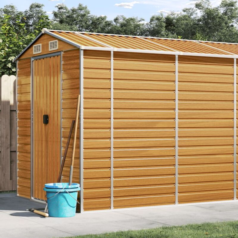 foto del prodotto vidaxl capanno giardino marrone chiaro 191x640x198cm acciaio zincato