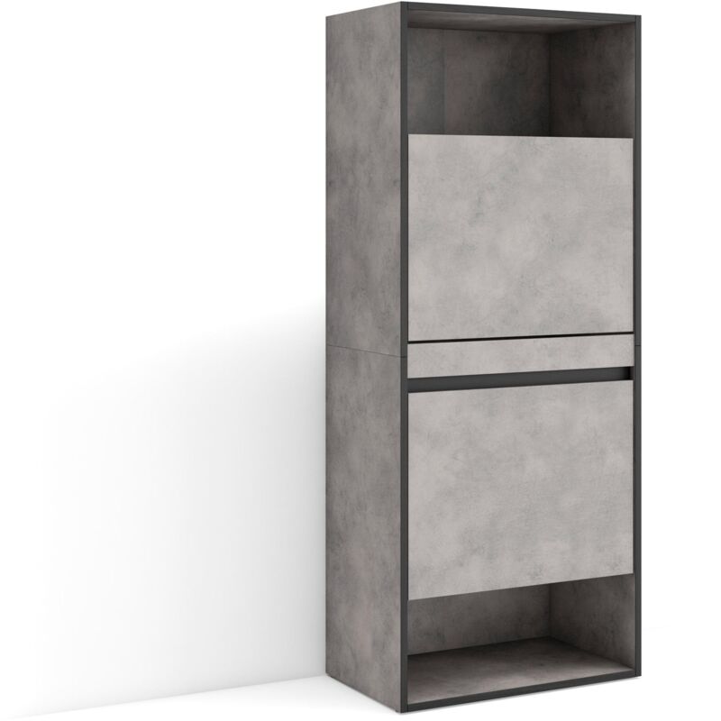 foto del prodotto scarpiera, mobile salvaspazio, 60x145x35 cm, camera da letto, stanza, armadio, stile moderno, grigio cemento skraut home