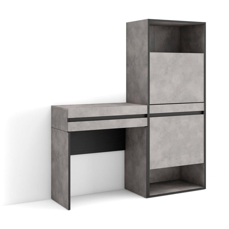 foto del prodotto scarpiera, mobile salvaspazio, 130x145x35 cm, camera da letto, stanza, tavolo da toeletta, stile moderno, grigio cemento skraut home