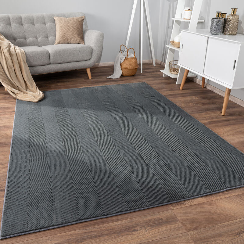 foto del prodotto paco home alfombra salon de habitacion pelo corto motivo boho chic nordica antideslizante 160x220 cm, antracite