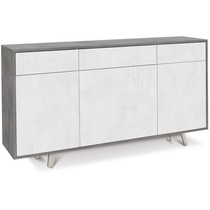foto del prodotto mobile madia 3 ante 3 cassetti grigio ossido bianco da soggiorno credenza