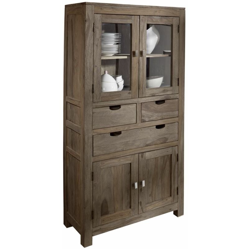 foto del prodotto massivmoebel24 nature grey 61 mobile dispensa in legno di sheesham oliato grigio 90x40x180