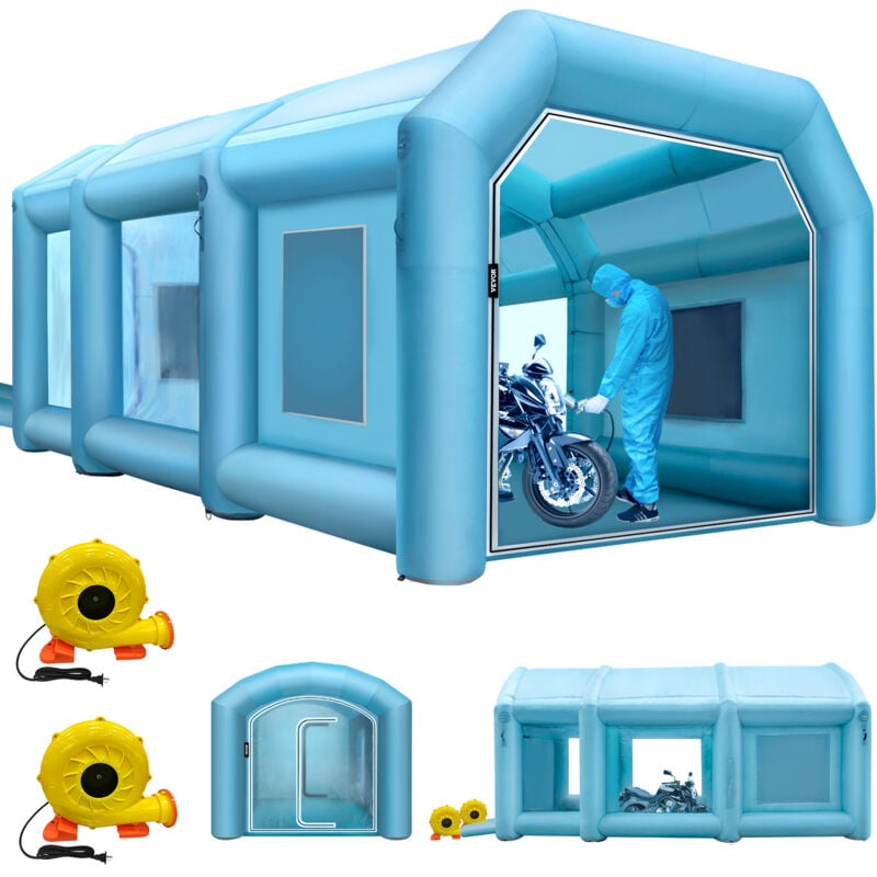 foto del prodotto mophorn vevor cabina di verniciatura gonfiabile 9x6x4 m, tenda di verniciatura gonfiabile per auto, con sistema di filtrazione con ventilatore,