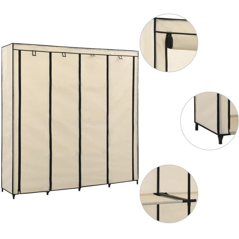 foto del prodotto furniture limited guardaroba con 4 scomparti crema 175x45x170