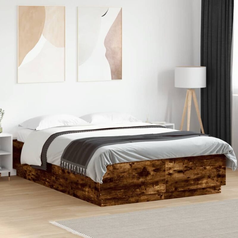 foto del prodotto vidaxl giroletto con luci led rovere fumo 160x200 cm legno multistrato