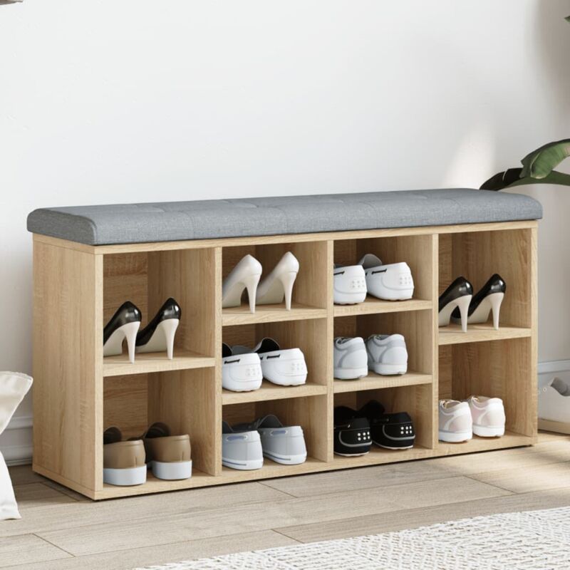 foto del prodotto panca porta scarpe rovere sonoma 102x32x50 cm legno multistrato vidaxl