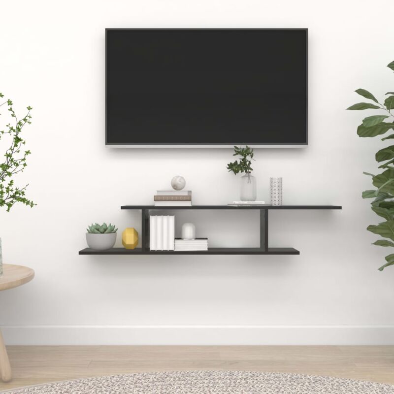 foto del prodotto furniture limited scaffale tv a parete nero 125x18x23 cm legno