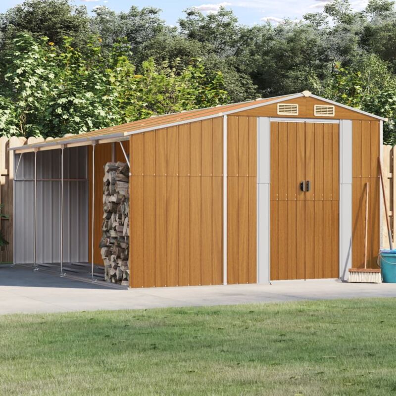 foto del prodotto vidaxl capanno giardino marrone chiaro 277x365,5x179cm acciaio zincato