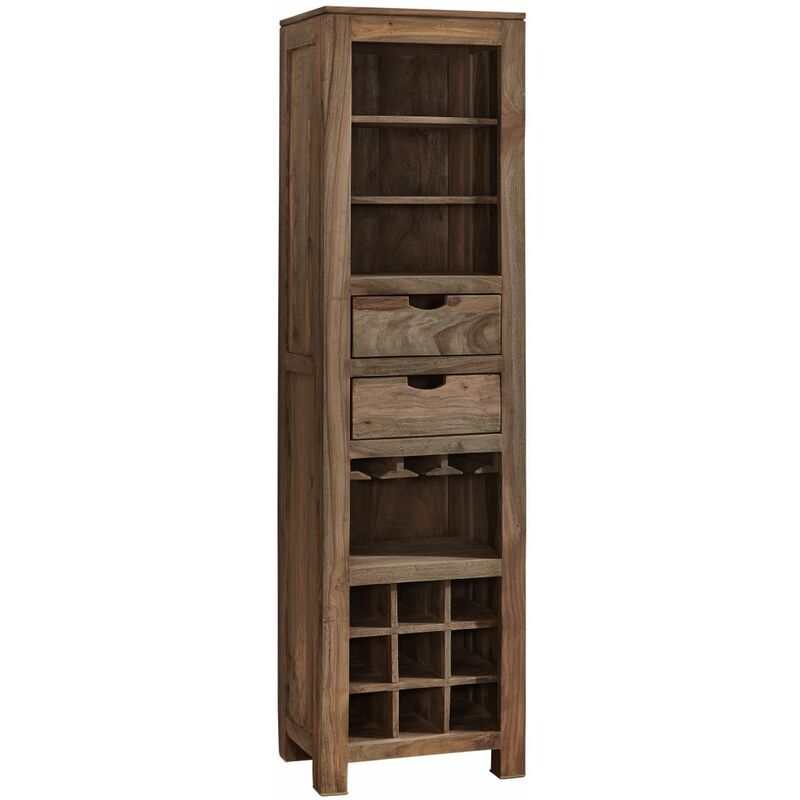 foto del prodotto porta bottiglie in legno di sheesham palissandro 50x36x180 grigio scuro oliato nature grey 51