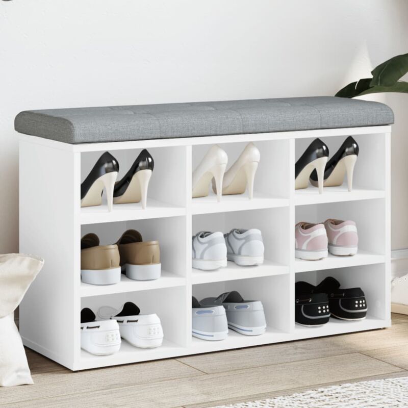foto del prodotto vidaxl panca porta scarpe bianca 82x32x50 cm in legno multistrato