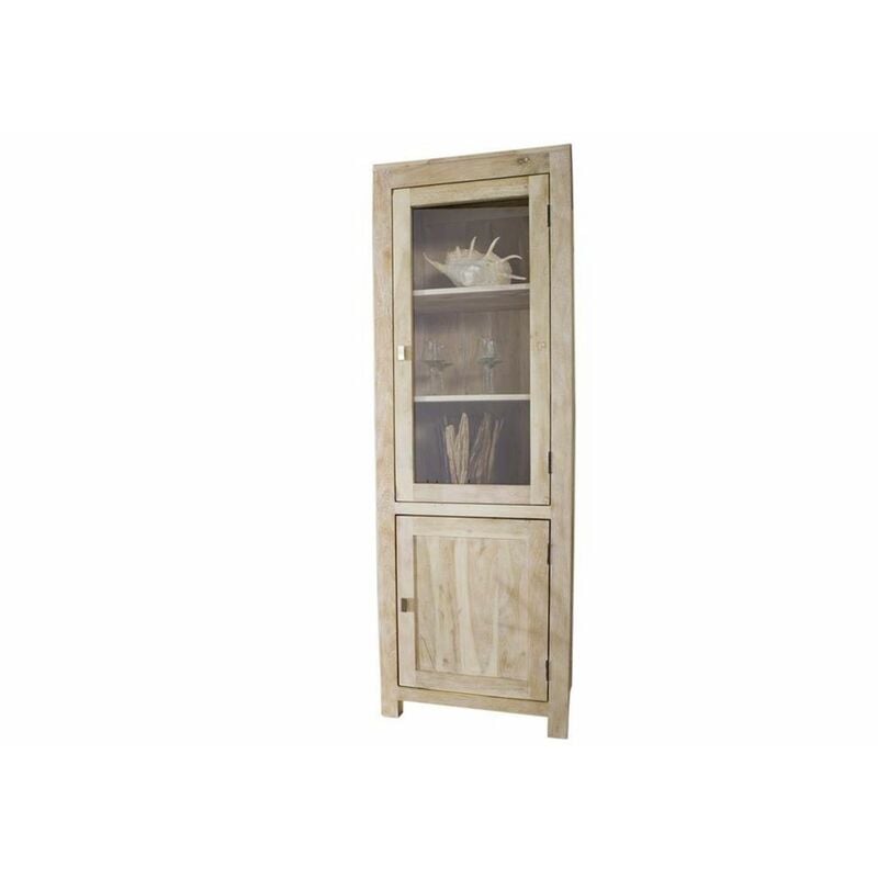 foto del prodotto vetrina in legno di acacia 65x42x190 pietra bianca sbiancato nature white 53