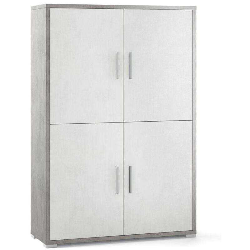 foto del prodotto kit mobile credenza 4 ante ossido grigio archivio con ripiani ufficio soggiorno