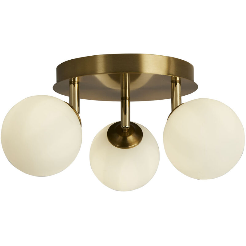 foto del prodotto searchlight plafoniera contemporanea crosby acciaio oro vetro 3 luci g9